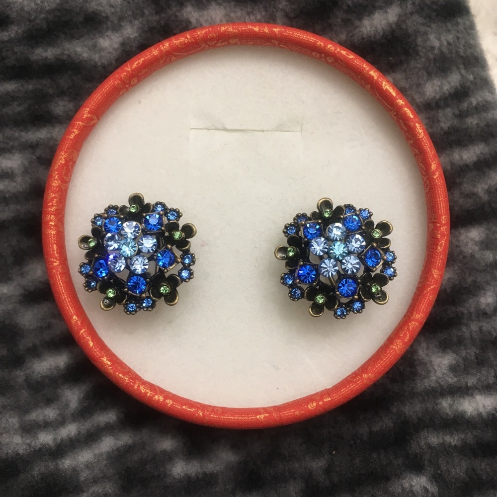 LaVintage Antique Gold Brass Pierced Earrings